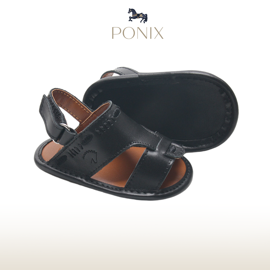 Black Embroidered Sandals