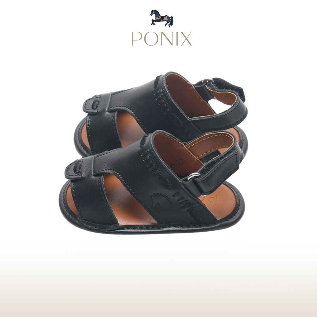 Black Embroidered Sandals