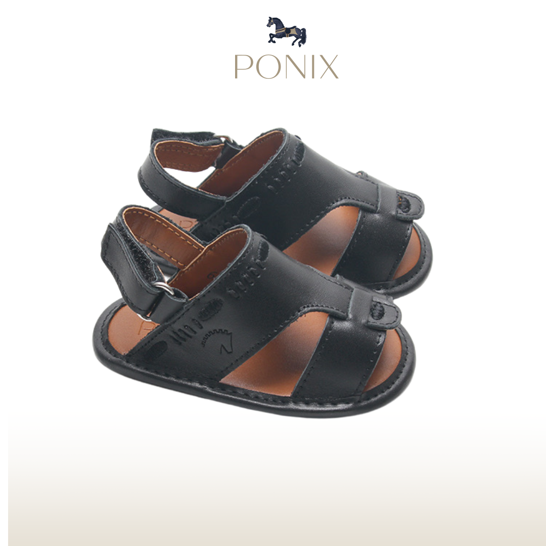 Black Embroidered Sandals