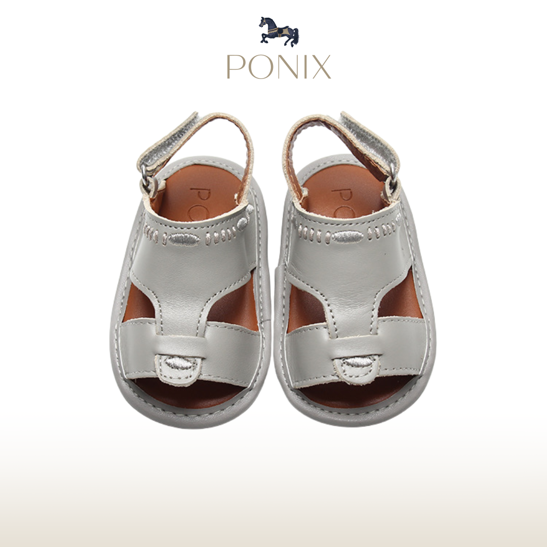 Gray Embroidered Sandals