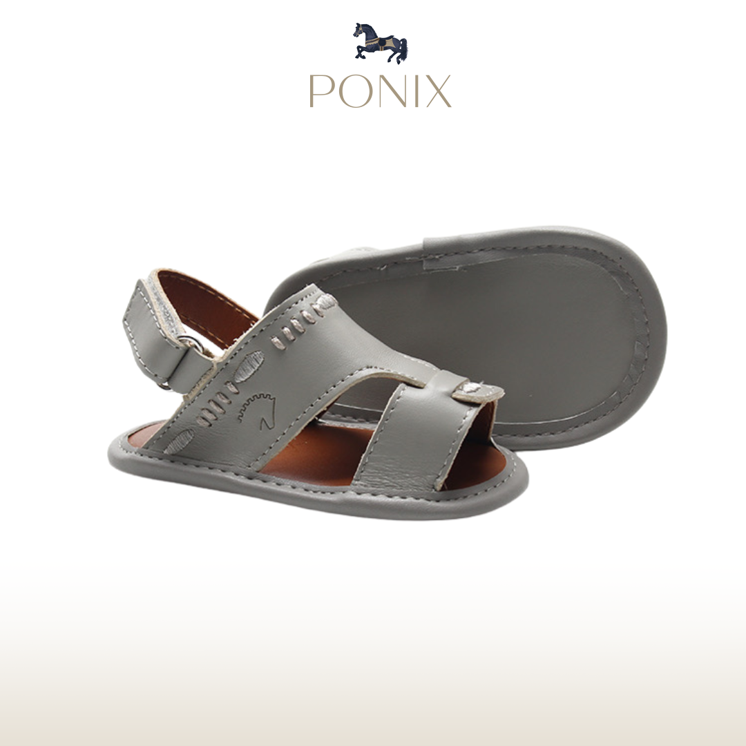 Gray Embroidered Sandals
