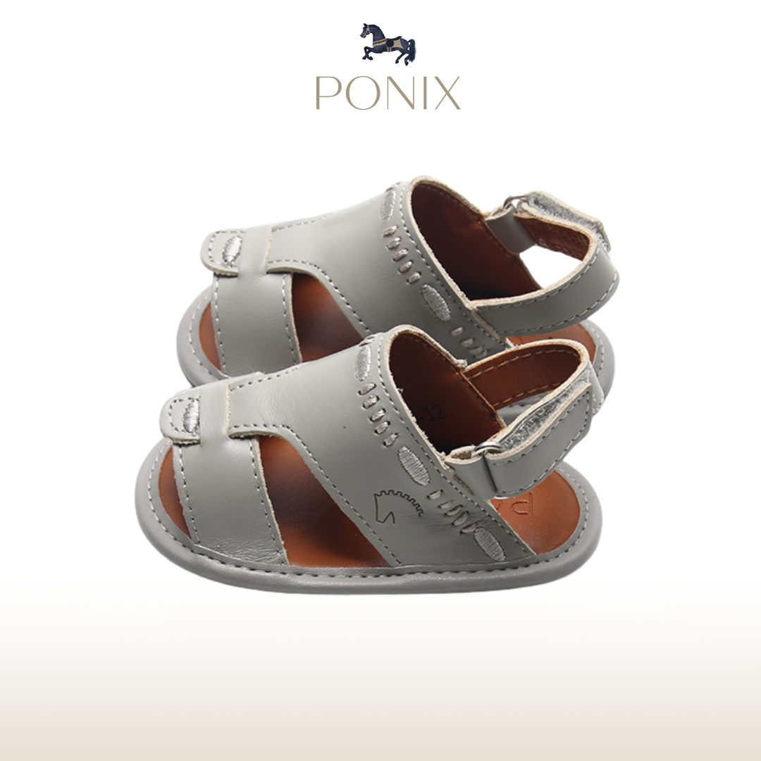 Gray Embroidered Sandals